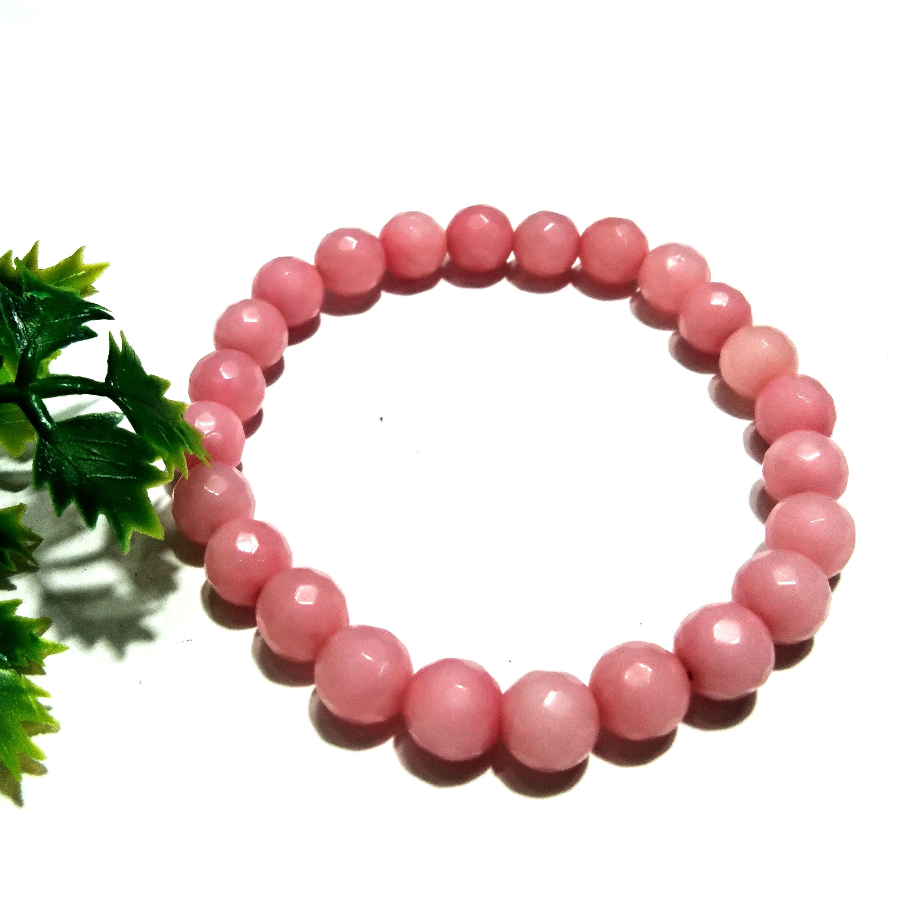 Pink Opal Bracelet Chakra Beads Stone, Amazing Natural Pink Opal Crystal Healing Unisex Round Bracelet, Size 8x8mm Gift Easter day Bracelet